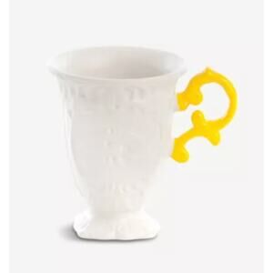 SELETTI I*Wares I*Mug Porcelain Mug Yellow Handle NEW IN BOX